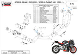 Complete Exhaust System Without Catalytic Converter And Without Sound Certification X-M1 Titanium - Mivv Compatible With Aprilia Tuono 660 (2021-2024)