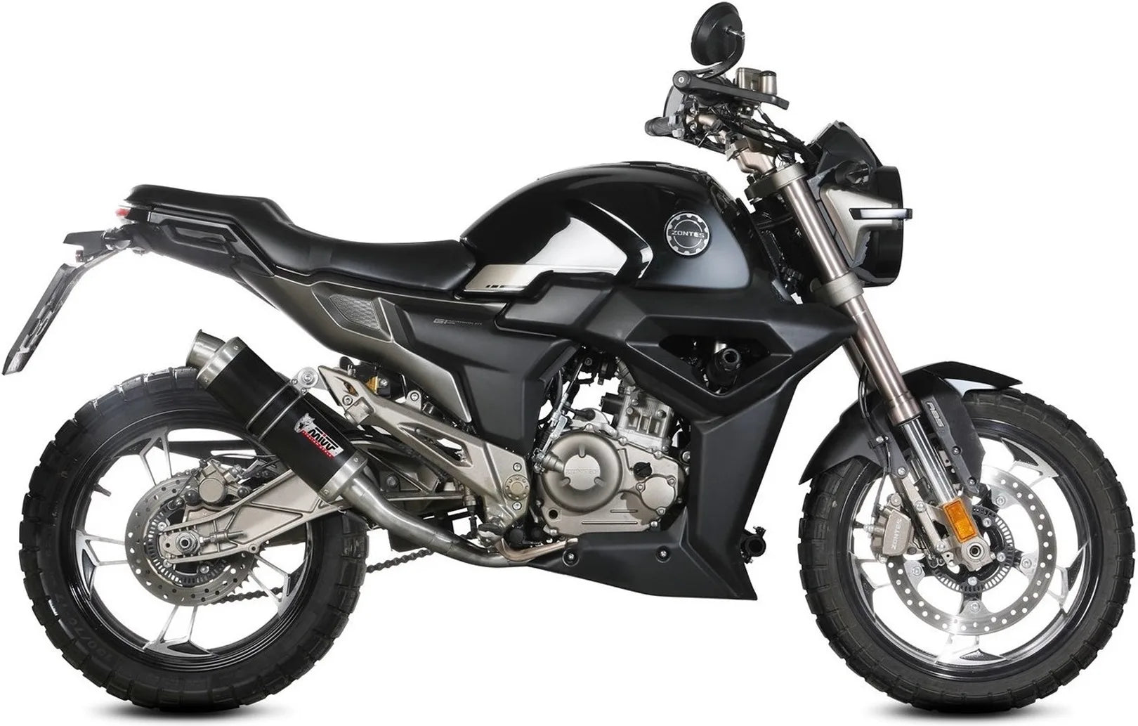 Système D'Échappement Complet Avec Catalyseur Et Homologation Acoustique Gp Acier Noir - Mivv Compatible Avec Zontes Zt 125 G1 (2021-2024)