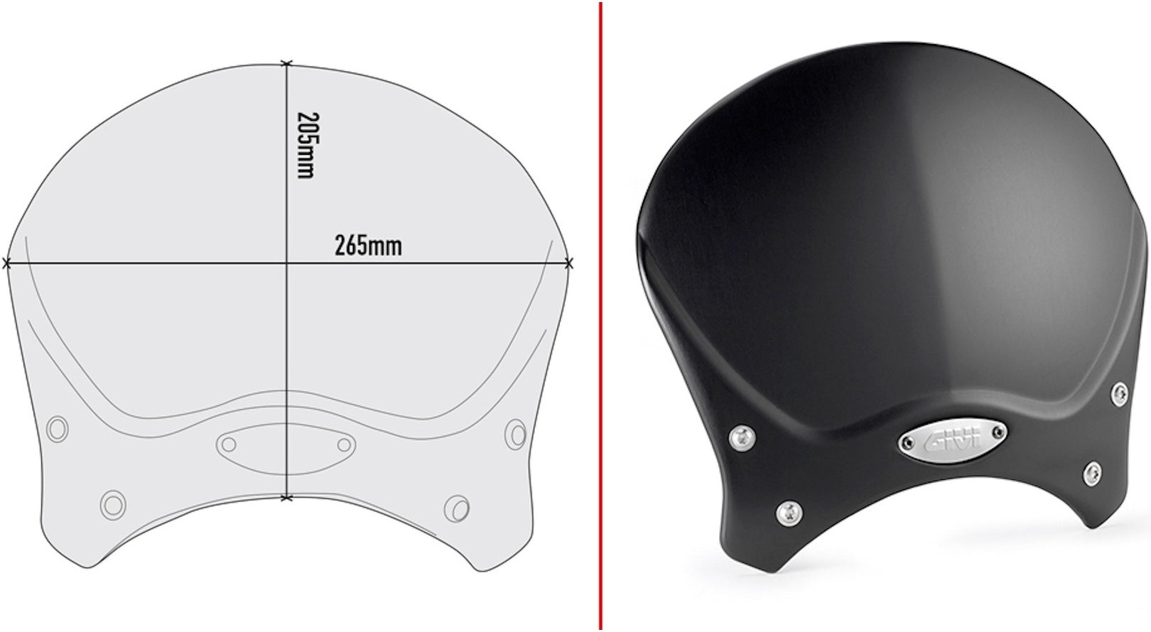 Black Aluminium Race Cafe Wind-Scree Aluminium - Givi Compatible With Triumph Trident 660 (2021-2024)