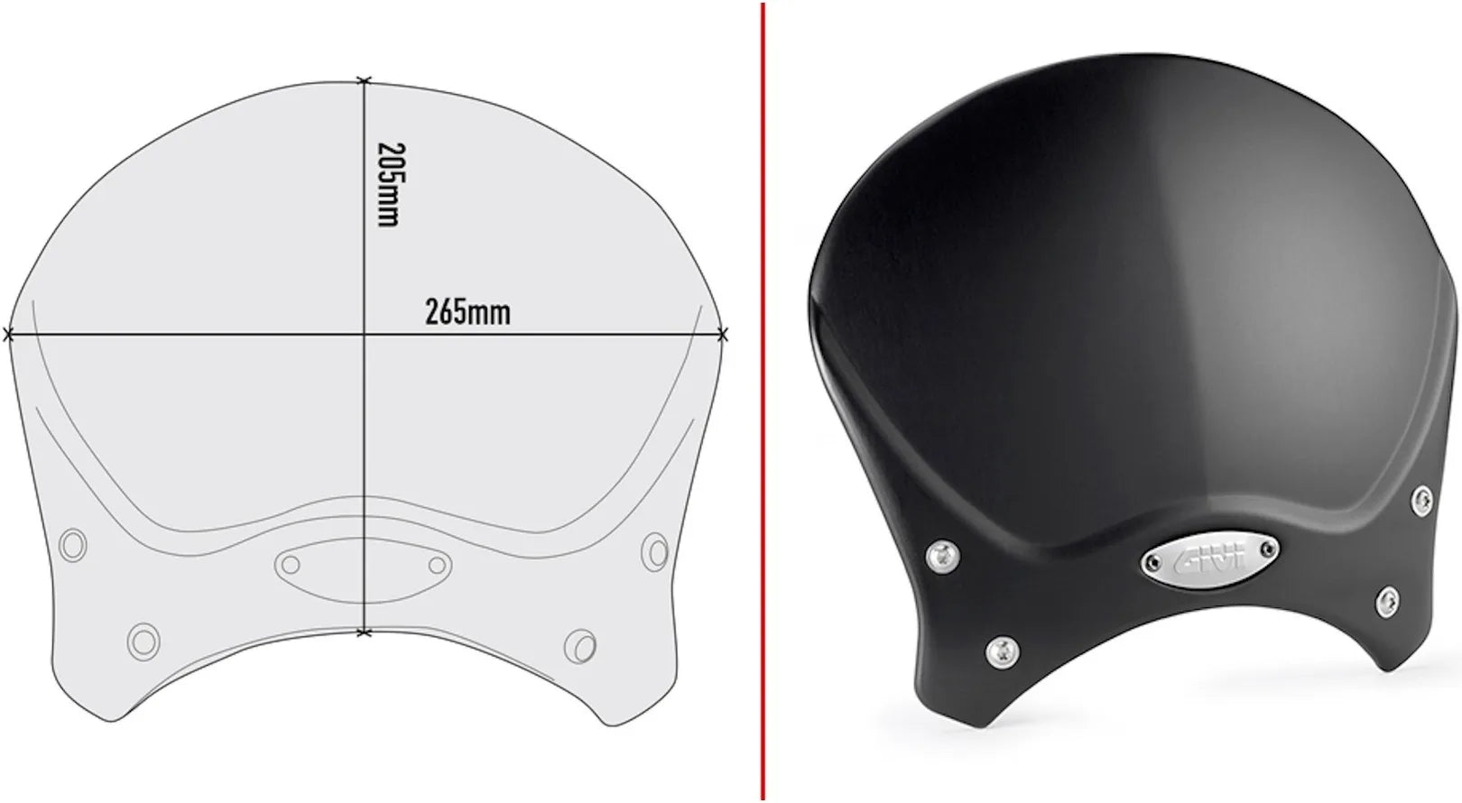 Bulle Race Cafe Aluminium Noir Aluminium - Givi Compatible Avec Brixton Cromwell 250 (2022-2024)