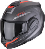 Casque Modulable Pour Moto Scorpion Exo Exo-Tech Evo Carbon Carbon Fiber Noir Mat Rouge Cosy Taille L