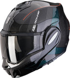 Casque Modulable Pour Moto Scorpion Exo Exo-Tech Evo Carbon Carbon Fiber Noir Vert Cad Taille L