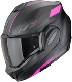 Casque Modulable Pour Moto Scorpion Exo Exo-Tech Evo Polycarbonate Noir Mat Rose Socius Taille M