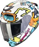 Casque Intégral Pour Moto Scorpion Exo Exo-Jnr Air Polycarbonate Blanc Bleu Fun Taille M