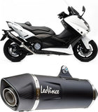 Système D'Échappement Complet Non Catalysé Et Sans Homologation Acoustique Nero Acier Embout Carbon Fiber - Leovince Compatible Avec Yamaha Xp 530 T-Max (2012-2016)