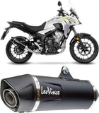Échappement Sans Homologation Sonore Nero Acier Embout Carbon Fiber - Leovince Compatible Avec Honda Cbr 500 R (2019-2023)