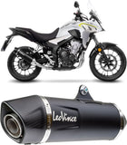 Exhaust Tip Without Sound Certification Nero Stainless Steel Carbon Fiber End Cap - Leovince Compatible With Honda Cb 500 F (2019-2023)