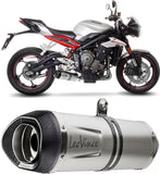 Exhaust Tip Without Sound Certification Lv One Evo Stainless Steel Carbon Fiber End Cap - Leovince Compatible With Triumph Street Triple 765 S - R Lrh (2020-2022)
