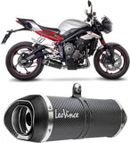 Exhaust Tip Without Sound Certification Lv One Evo Carbon Fiber Carbon Fiber End Cap - Leovince Compatible With Triumph Street Triple 765 S - R Lrh (2020-2022)