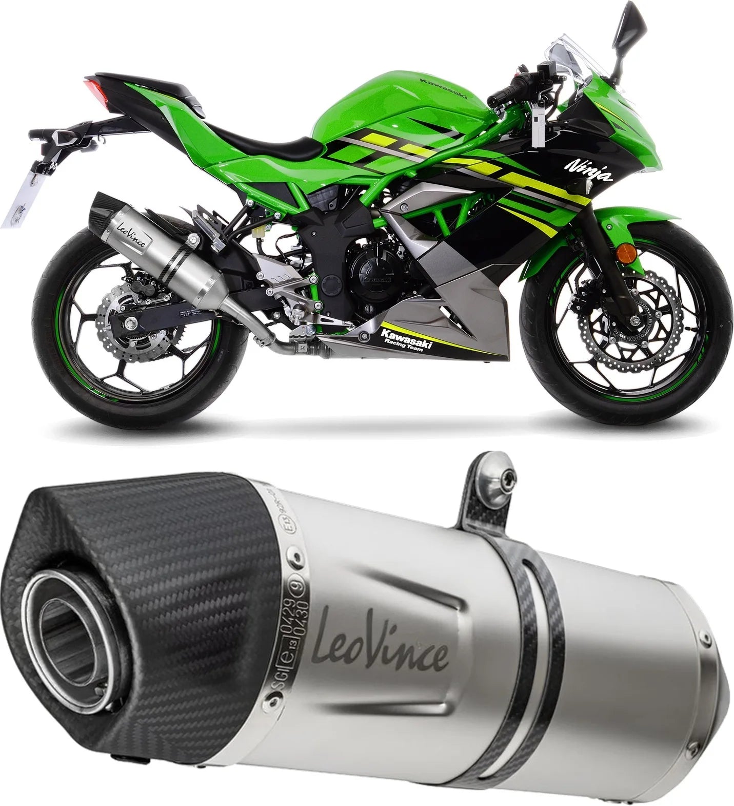 Échappement Sans Homologation Sonore Lv One Evo Acier Embout Carbon Fiber - Leovince Compatible Avec Kawasaki Ninja 125 (2019-2024)