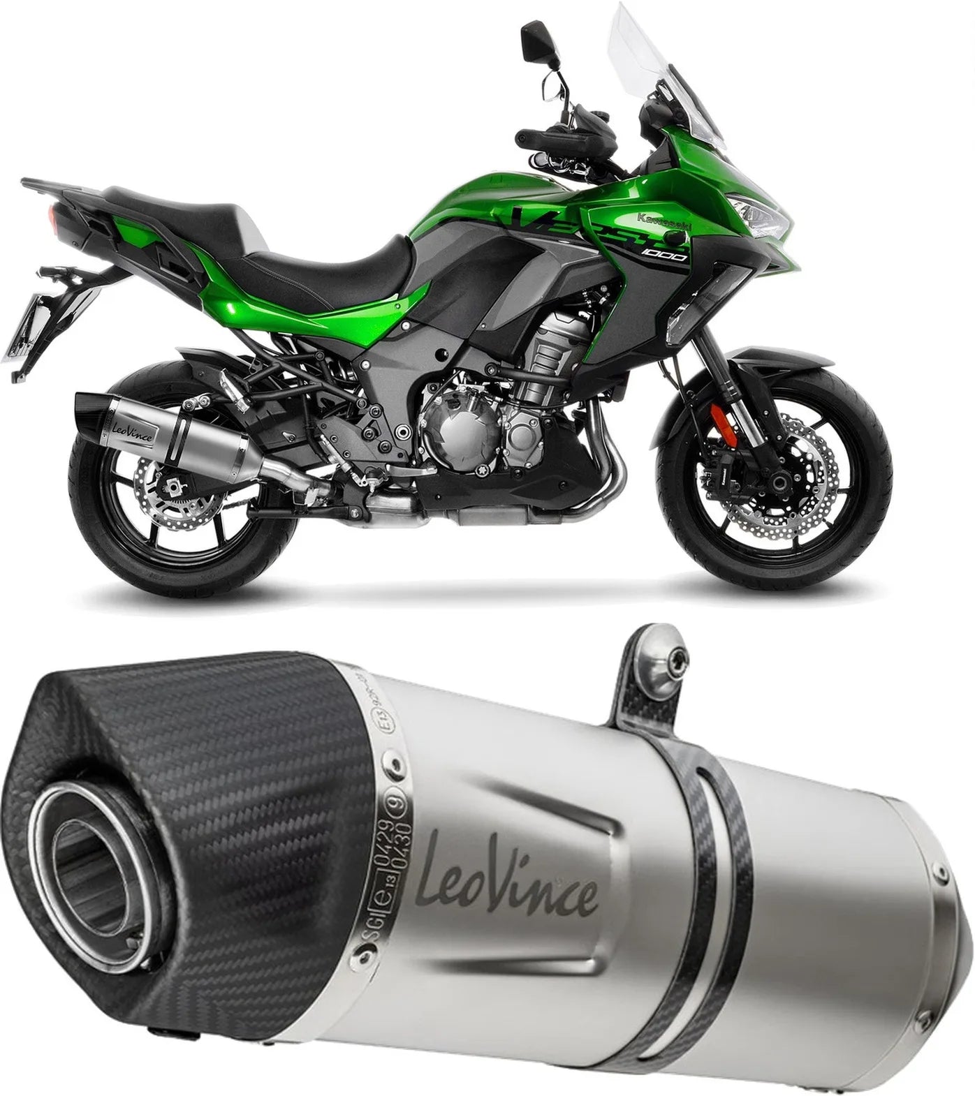 Échappement Sans Homologation Sonore Lv One Evo Acier Embout Carbon Fiber - Leovince Compatible Avec Kawasaki Versys 1000 (2019-2024)
