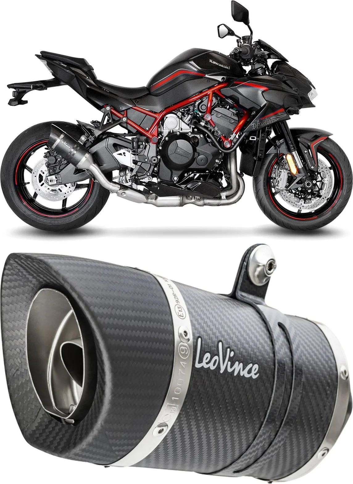 Échappement Sans Homologation Sonore Lv Pro Carbon Fiber Embout Carbon Fiber - Leovince Compatible Avec Kawasaki Z H2 1000 (2020-2024)