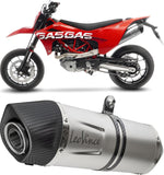 Exhaust Tip Without Sound Certification Lv One Evo Stainless Steel Carbon Fiber End Cap - Leovince Compatible With Gasgas Sm 700 (2022-2024)