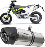 Échappement Sans Homologation Sonore Lv One Evo Acier Embout Carbon Fiber - Leovince Compatible Avec Husqvarna 701 Enduro - Lr (2021-2024)