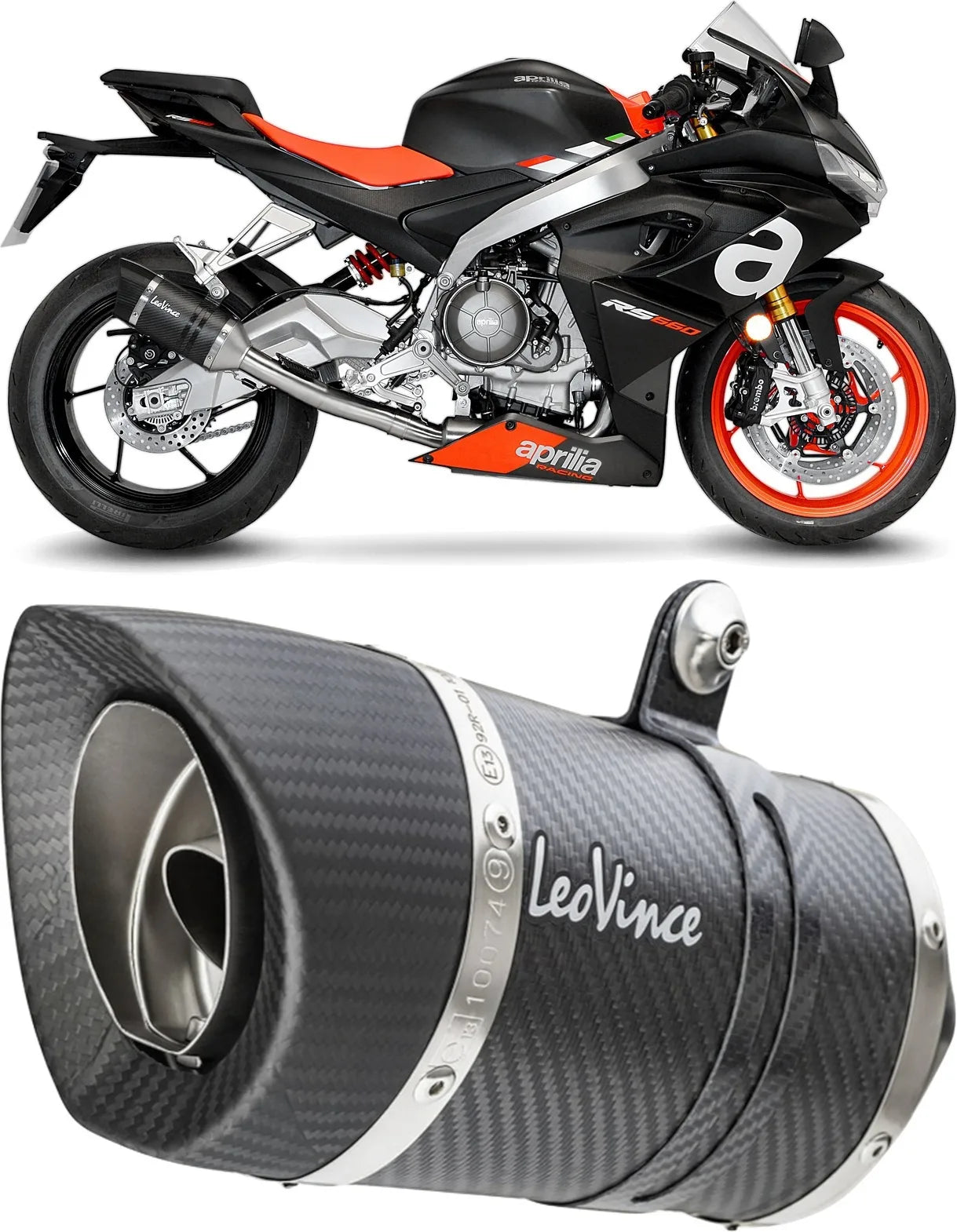 Système D'Échappement Complet Non Catalysé Et Sans Homologation Acoustique Lv Pro Carbon Fiber Embout Carbon Fiber - Leovince Compatible Avec Aprilia Rs 660 (2021-2024)