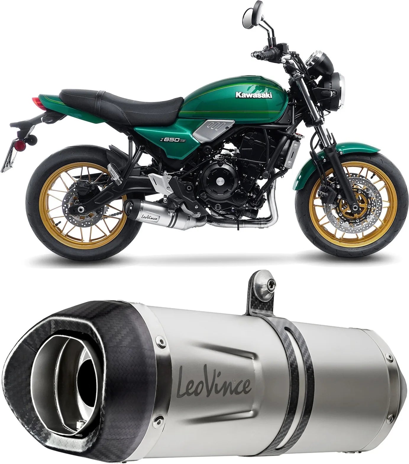 Système D'Échappement Complet Non Catalysé Et Sans Homologation Acoustique Lv One Evo Acier Embout Carbon Fiber - Leovince Compatible Avec Kawasaki Z 650 (2021-2026)