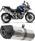 Exhaust Tip Without Sound Certification Lv One Evo Stainless Steel Carbon Fiber End Cap - Leovince Compatible With Triumph Tiger 1200 Gt Explorer (2025-2026)