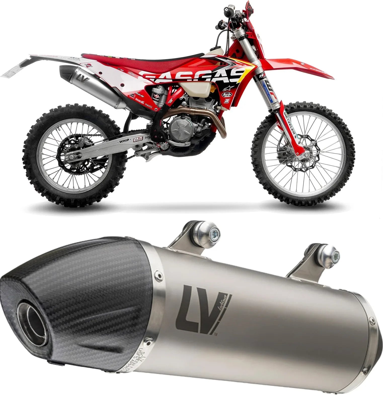 Échappement Sans Homologation Sonore Lv-X Evo Acier Embout Carbon Fiber - Leovince Compatible Avec Gasgas Ec 250 F (2020-2023)