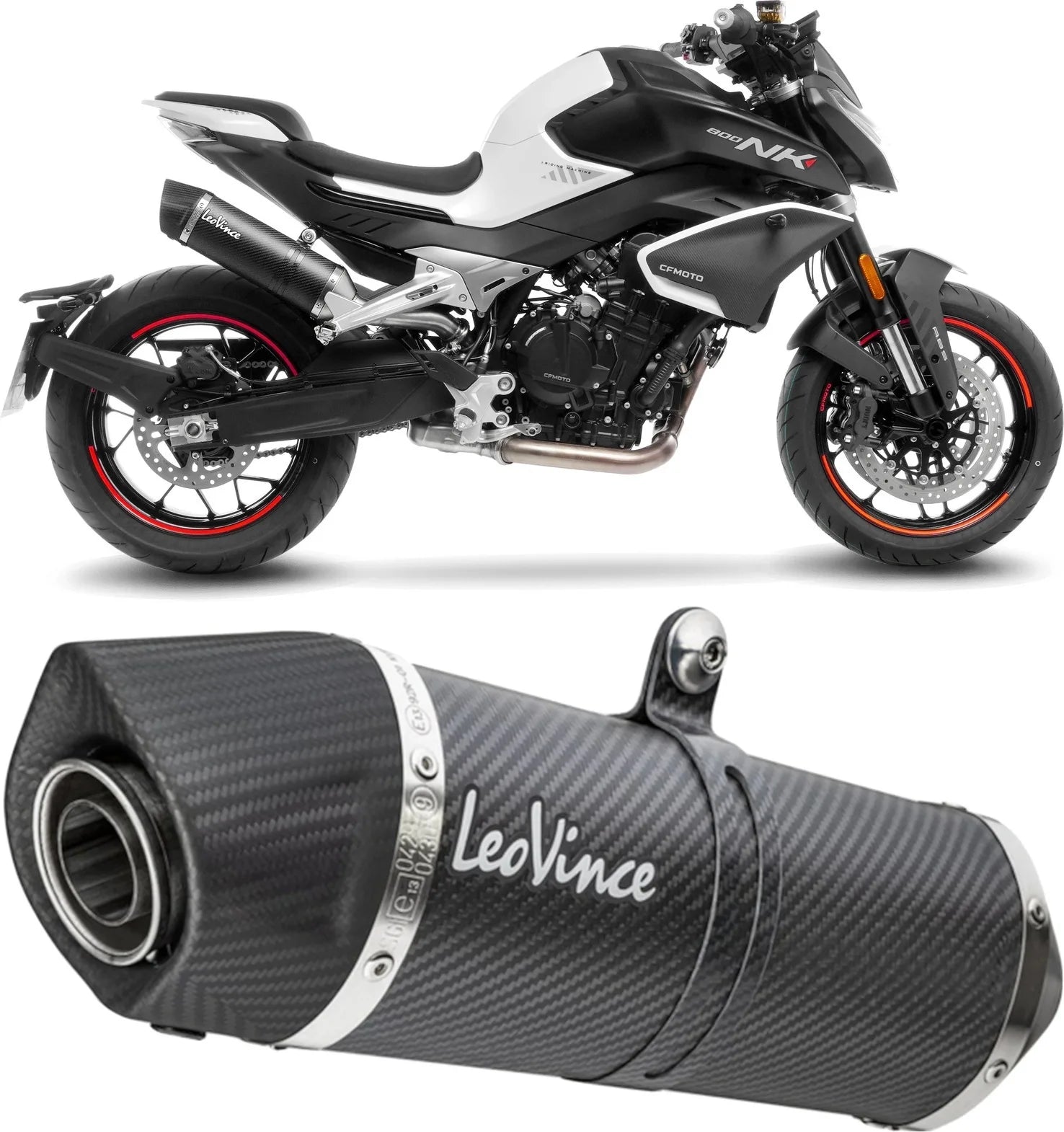 Échappement Sans Homologation Sonore Lv One Evo Carbon Fiber Embout Carbon Fiber - Leovince Compatible Avec Cfmoto 800 Nk Sport (2023-2024)
