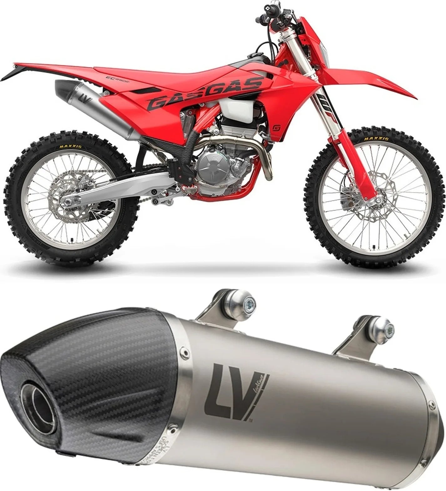 Échappement Sans Homologation Sonore Lv-X Evo Acier Embout Carbon Fiber - Leovince Compatible Avec Gasgas Ec 350 F (2024-2025)