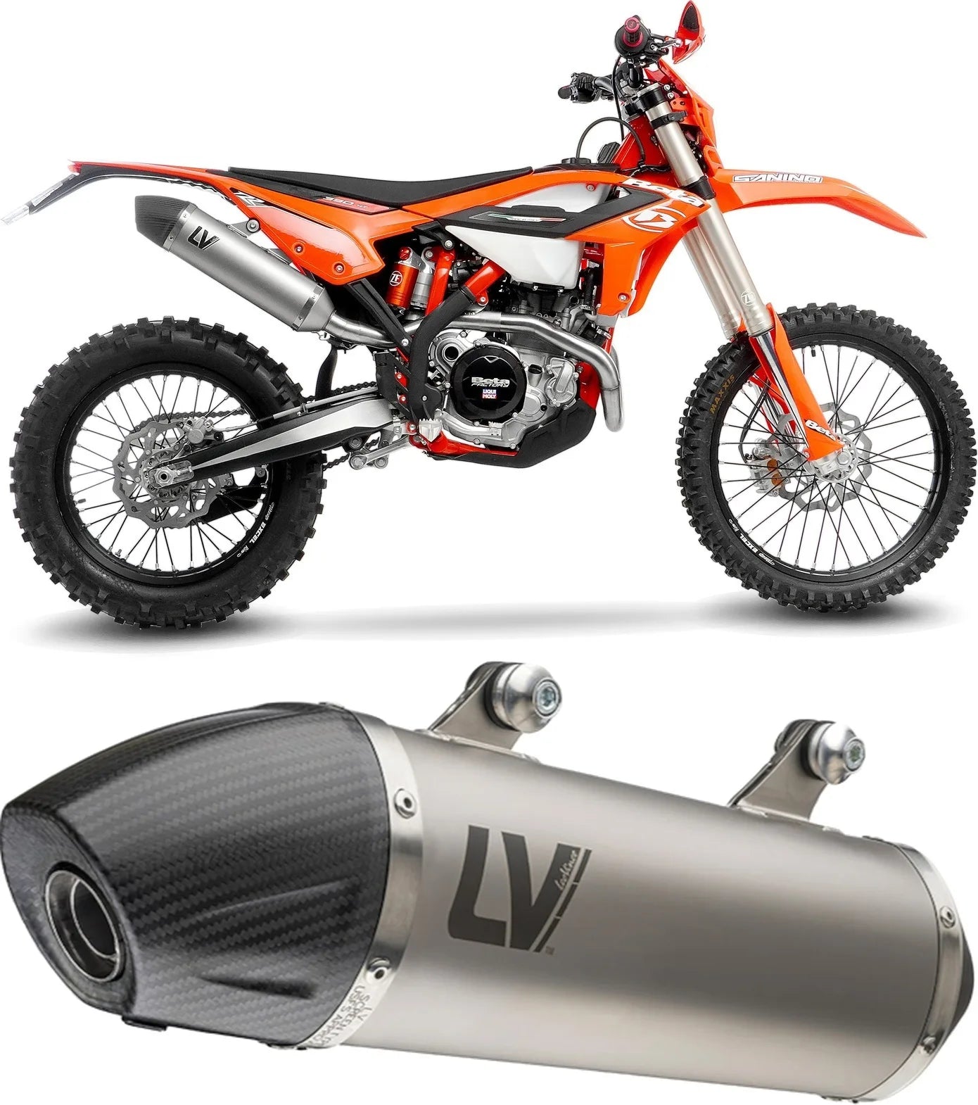 Échappement Sans Homologation Sonore Lv-X Evo Acier Embout Carbon Fiber - Leovince Compatible Avec Beta Rr 390 Racing 4T (2020-2025)