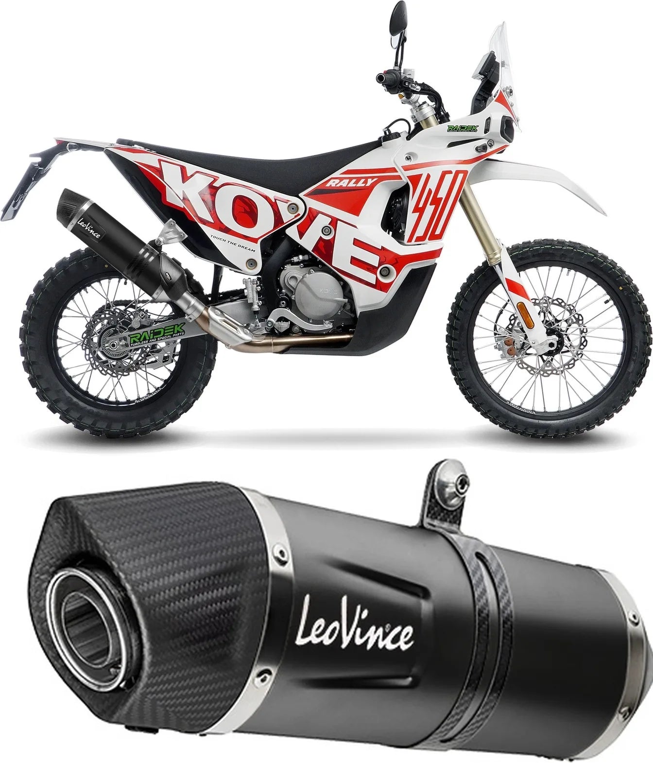 Échappement Sans Homologation Sonore Lv One Evo Acier Noir Embout Carbon Fiber - Leovince Compatible Avec Kove Moto 450 Rally (2023-2024)