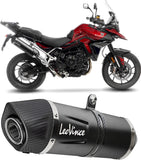 Échappement Sans Homologation Sonore Lv One Evo Acier Noir Embout Carbon Fiber - Leovince Compatible Avec Triumph Tiger 900 Gt (2024-2026)