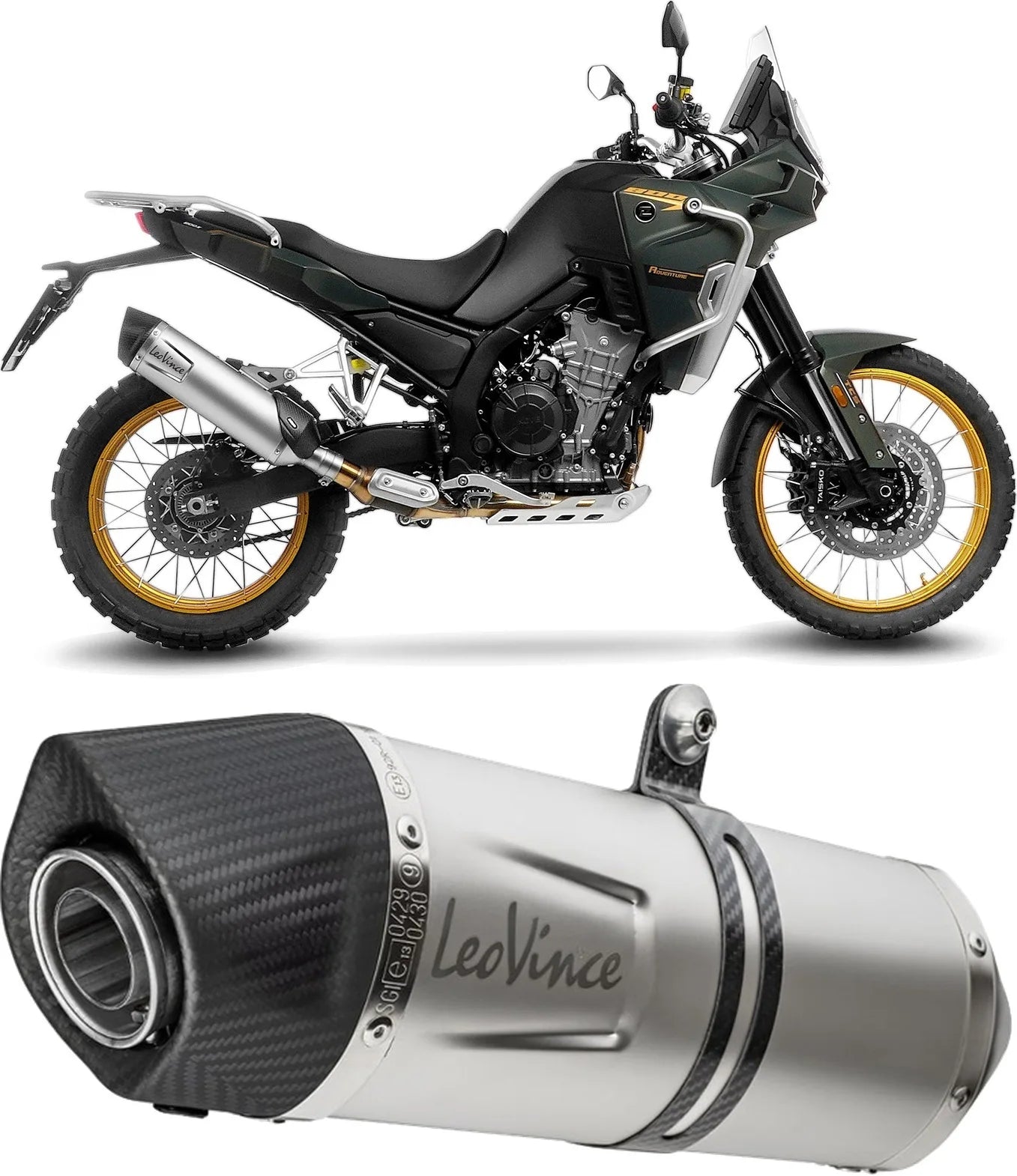 Échappement Sans Homologation Sonore Lv One Evo Acier Embout Carbon Fiber - Leovince Compatible Avec Kove Moto 800 X Pro - Adv (2024-2026)