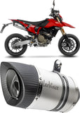 Double Sortie D'Échappement Sans Homologation Acoustique Lv Pro Acier Embout Carbon Fiber - Leovince Compatible Avec Ducati Hypermotard 698 Mono (2024-2026)