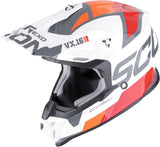 Casque Off-Road Pour Moto Scorpion Exo Vx-16 Evo Air Polycarbonate Blanc Orange Analog Taille Xxl
