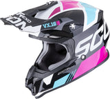 Casque Off-Road Pour Moto Scorpion Exo Vx-16 Evo Air Polycarbonate Noir Métallisé Bleu Rose Analog Taille M