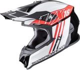 Casque Off-Road Pour Moto Scorpion Exo Vx-16 Evo Air Polycarbonate Noir Rouge Lignes Taille Xl