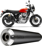 Double Sortie D'Échappement Sans Homologation Acoustique Classic Racer Acier Noir Embout Acier - Leovince Compatible Avec Royal Enfield Interceptor 650 (2019-2026)