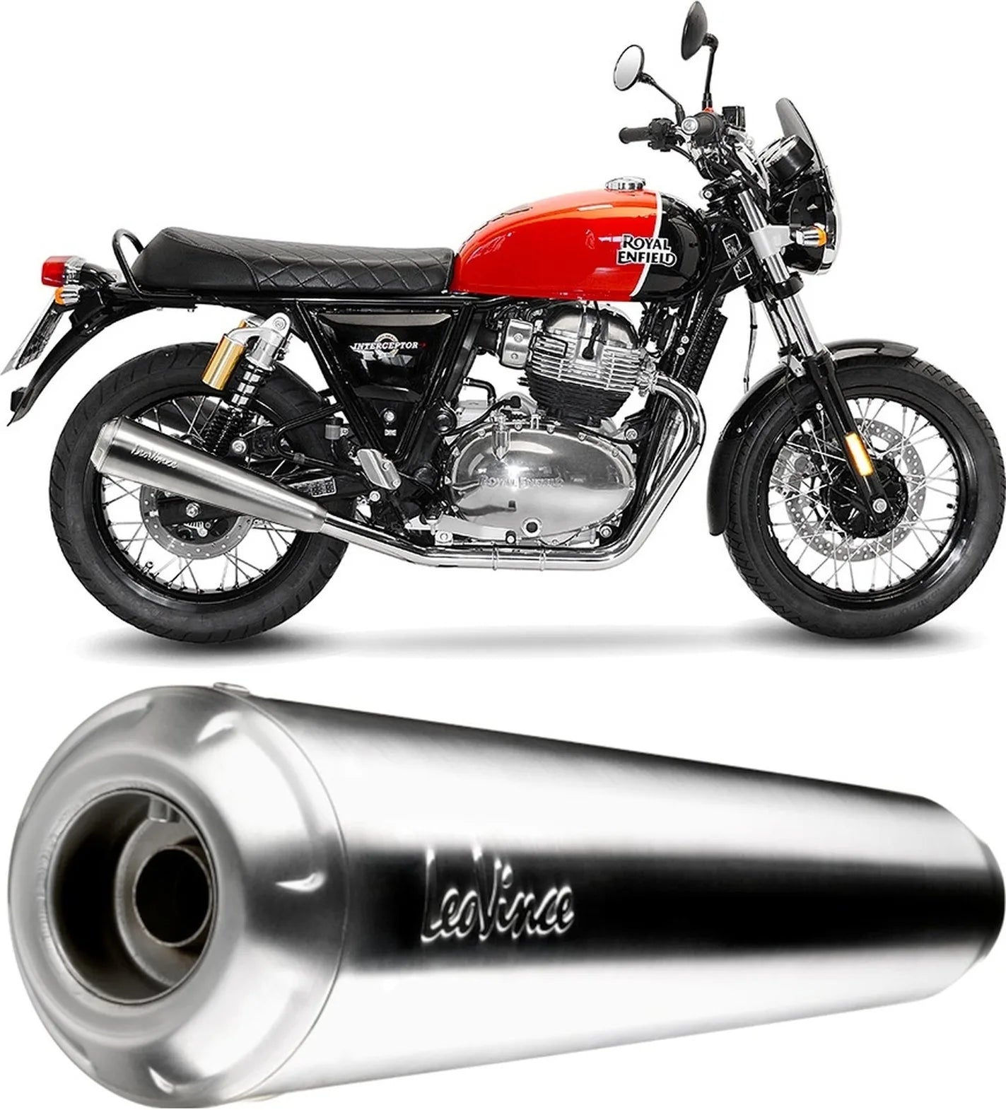 Double Sortie D'Échappement Sans Homologation Acoustique Classic Racer Acier Embout Acier - Leovince Compatible Avec Royal Enfield Continental Gt 650 (2019-2026)