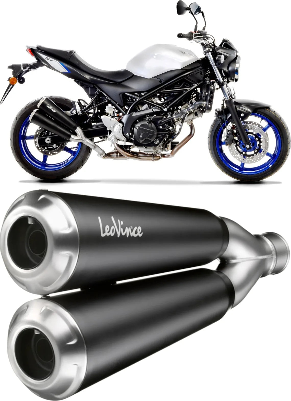 Échappement Sans Homologation Sonore Gp Duals Acier Embout Acier - Leovince Compatible Avec Suzuki Sv 650 (2016-2024)