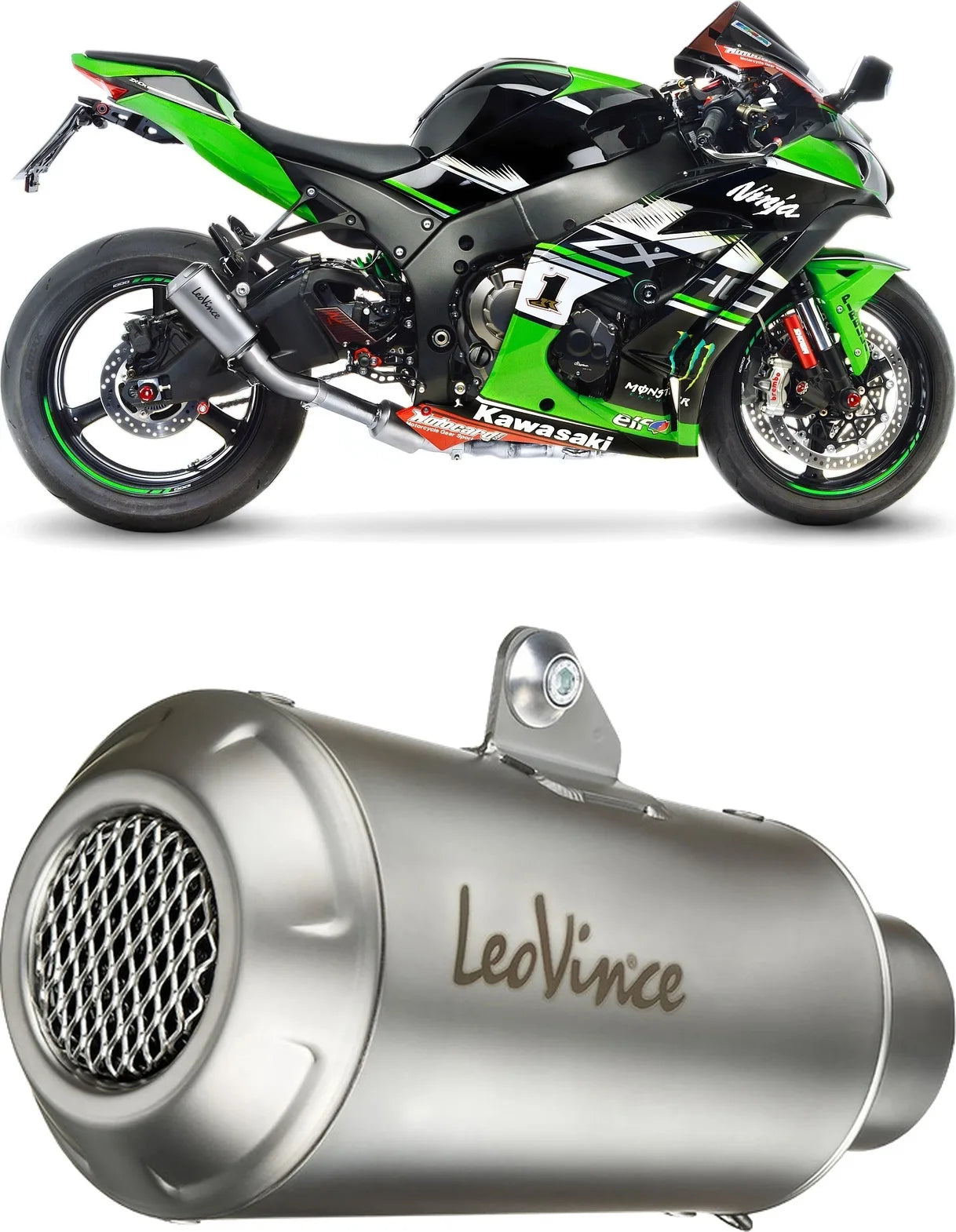 Échappement Sans Homologation Sonore Lv-10 Acier Embout Acier - Leovince Compatible Avec Kawasaki Zx 10R Ninja (2016-2020)