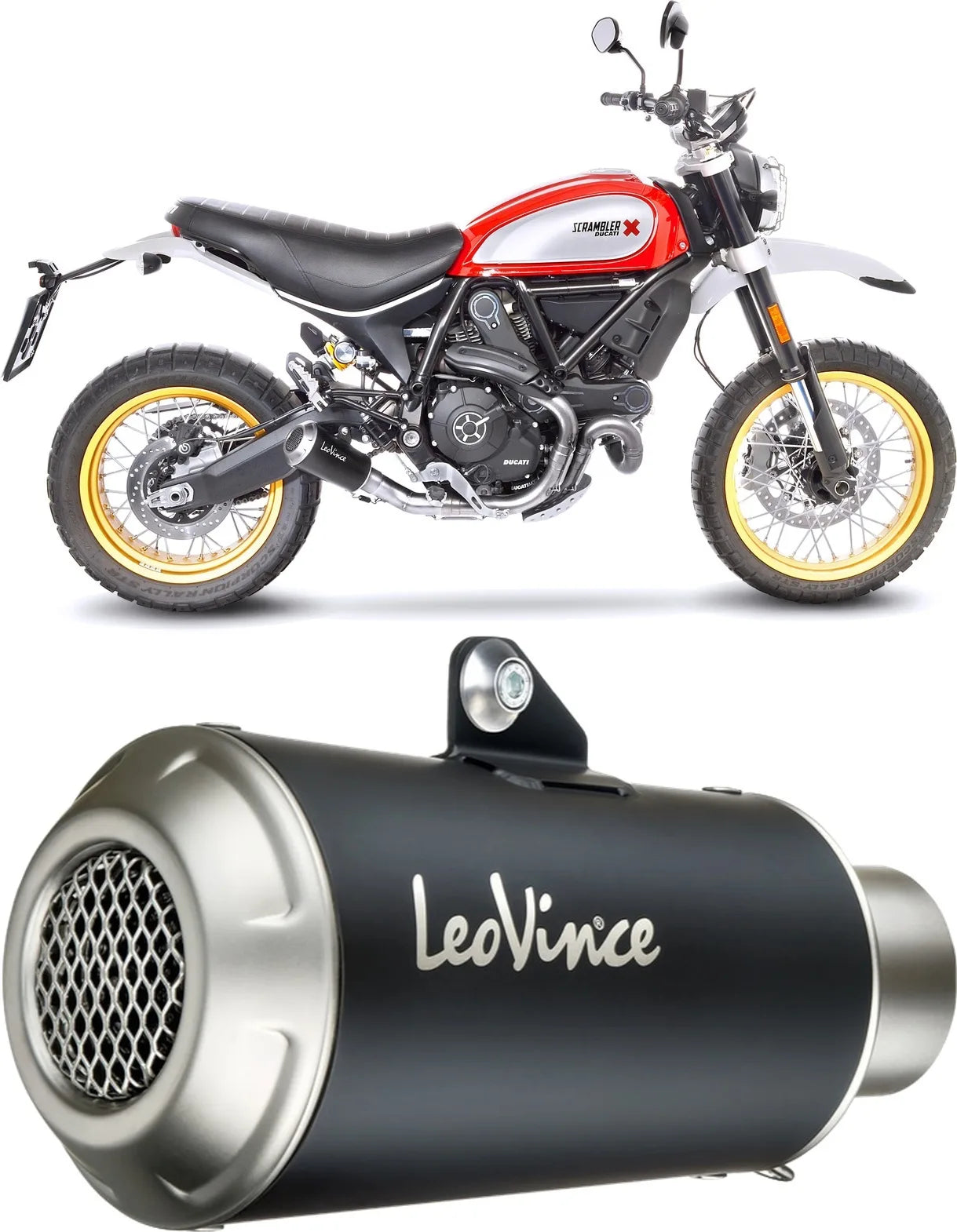 Échappement Sans Homologation Sonore Lv-10 Acier Noir Embout Acier - Leovince Compatible Avec Ducati Scrambler 800 Desert Sled (2017-2020)