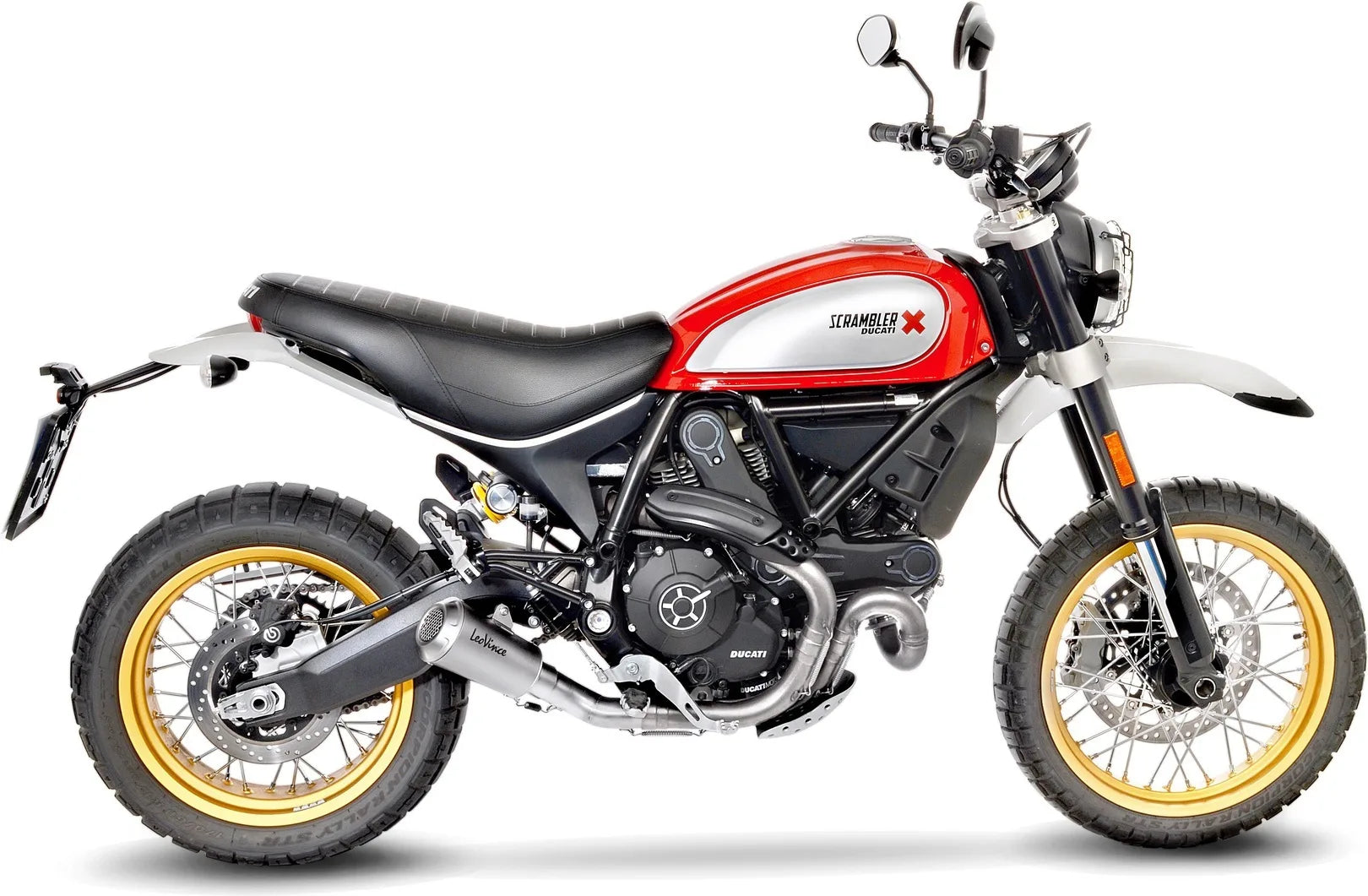 Échappement Sans Homologation Sonore Lv-10 Acier Embout Acier - Leovince Compatible Avec Ducati Scrambler 800 Desert Sled (2017-2020)