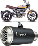 Échappement Sans Homologation Sonore Lv-10 Acier Noir Embout Acier - Leovince Compatible Avec Ducati Scrambler 800 Icon (2015-2016)