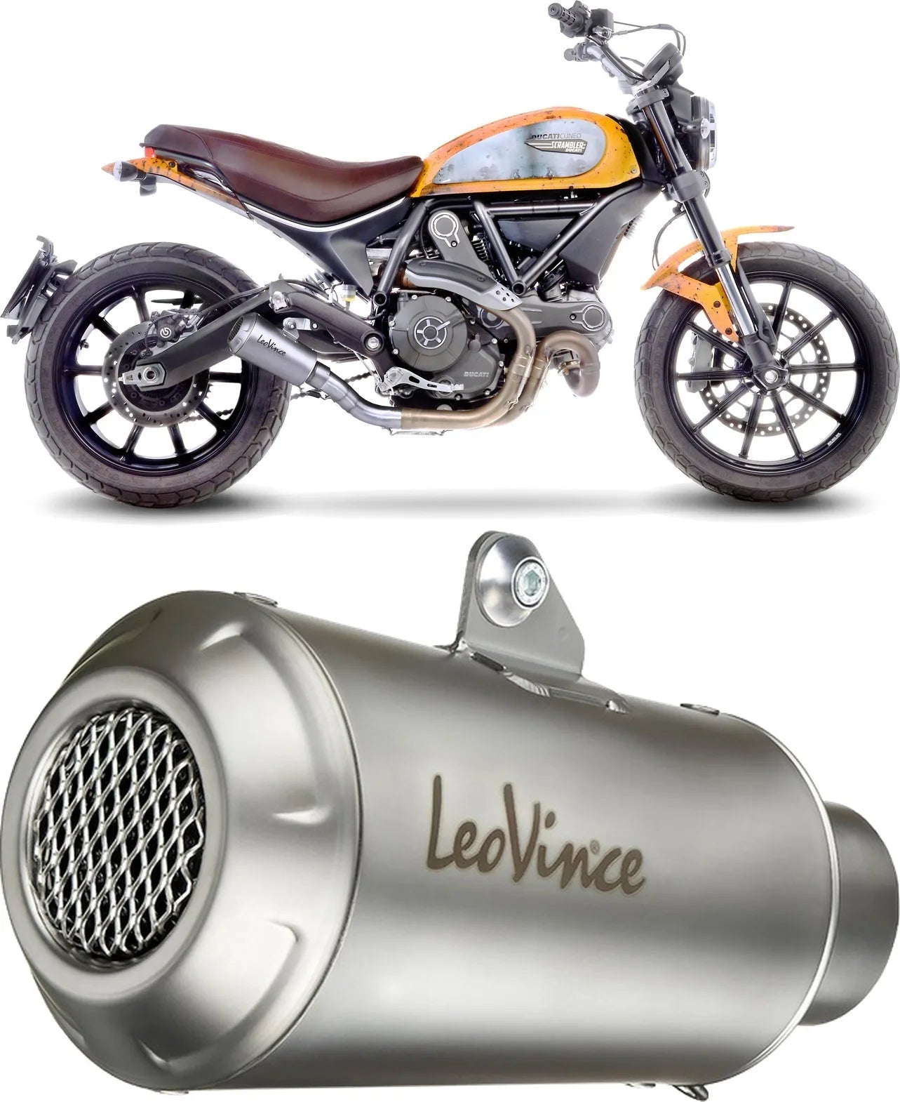 Échappement Sans Homologation Sonore Lv-10 Acier Embout Acier - Leovince Compatible Avec Ducati Scrambler 800 Classic - Icon (2017-2020)