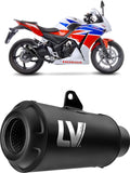 Échappement Sans Homologation Sonore Lv-10 Acier Full Noir Embout Acier Noir - Leovince Compatible Avec Honda Cbr 300 R (2014-2017)
