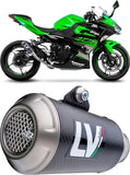 Échappement Sans Homologation Sonore Lv-10 Carbon Fiber Embout Acier - Leovince Compatible Avec Kawasaki Ninja 400 (2022-2023)