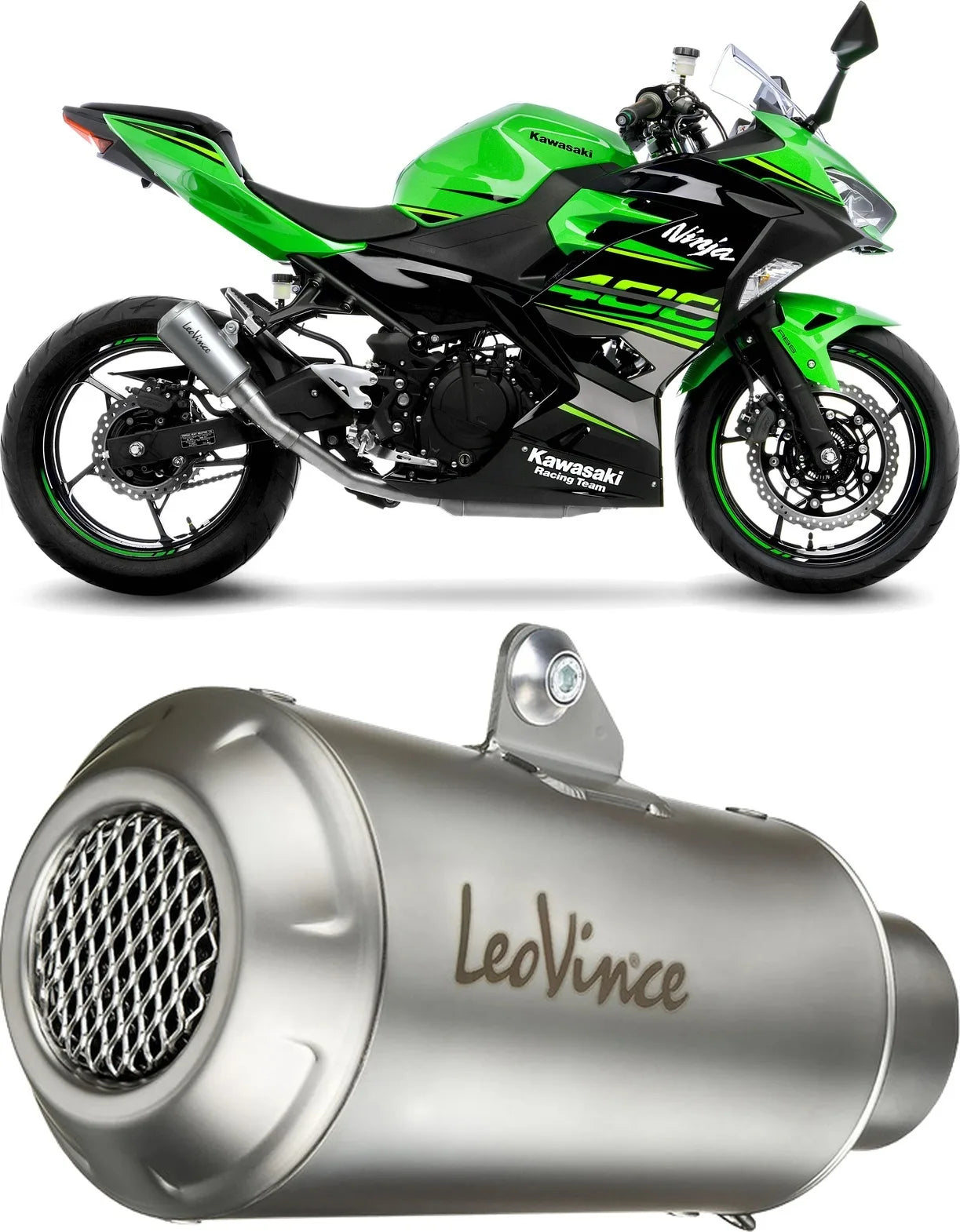 Échappement Sans Homologation Sonore Lv-10 Acier Embout Acier - Leovince Compatible Avec Kawasaki Z 400 (2022-2023)