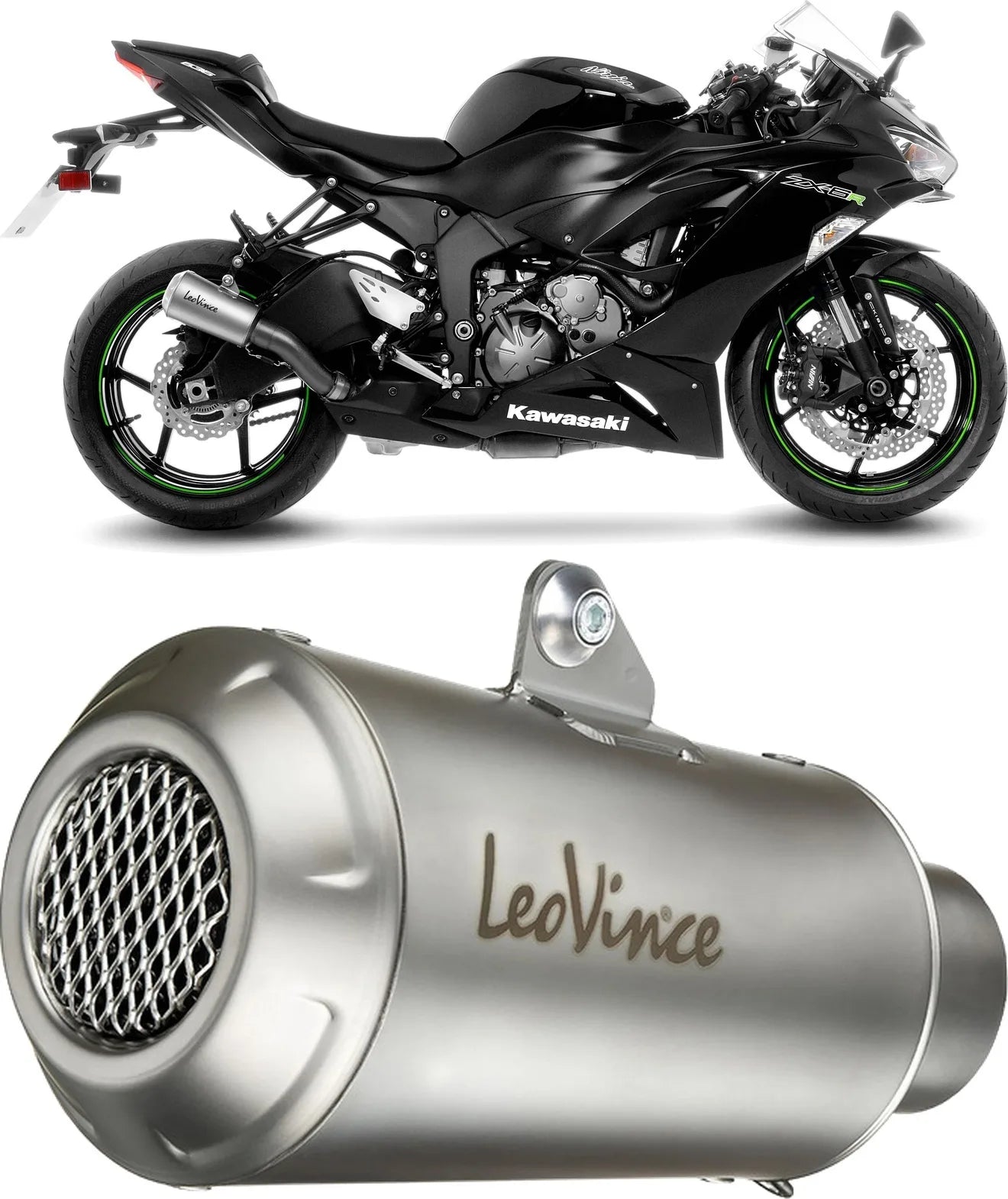 Échappement Sans Homologation Sonore Lv-10 Acier Embout Acier - Leovince Compatible Avec Kawasaki Zx 6R Ninja (2009-2016)