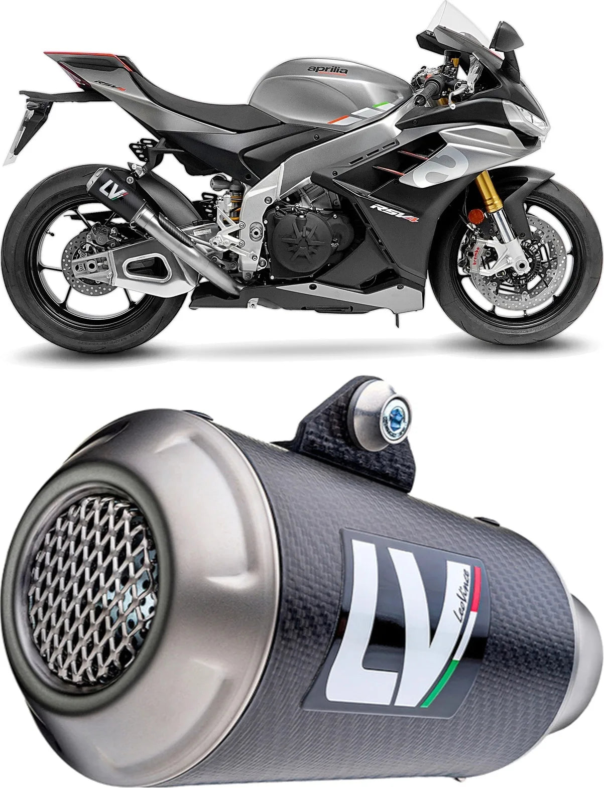 Échappement Sans Homologation Sonore Lv-10 Carbon Fiber Embout Acier - Leovince Compatible Avec Aprilia Tuono V4 1100 Factory (2021-2024)