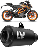 Échappement Sans Homologation Sonore Lv-10 Acier Full Noir Embout Acier Noir - Leovince Compatible Avec Ktm 125 Duke (2021-2023)
