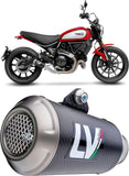 Échappement Sans Homologation Sonore Lv-10 Carbon Fiber Embout Acier - Leovince Compatible Avec Ducati Scrambler 800 Night Shift (2021-2022)