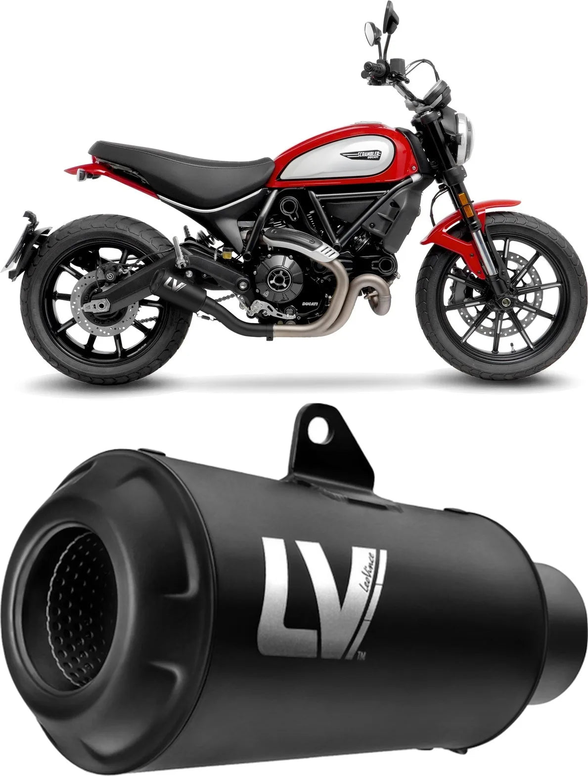 Échappement Sans Homologation Sonore Lv-10 Acier Full Noir Embout Acier Noir - Leovince Compatible Avec Ducati Scrambler 800 Night Shift (2021-2022)