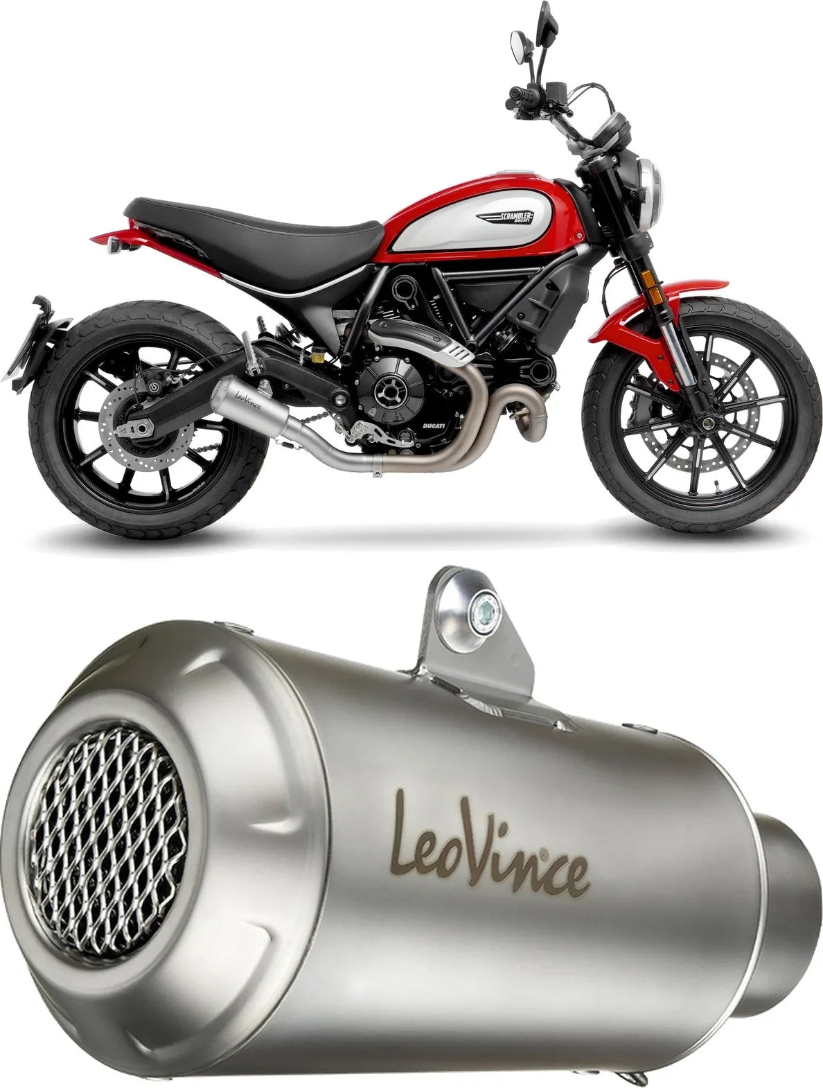 Échappement Sans Homologation Sonore Lv-10 Acier Embout Acier - Leovince Compatible Avec Ducati Scrambler 800 Urban Motard (2021-2022)