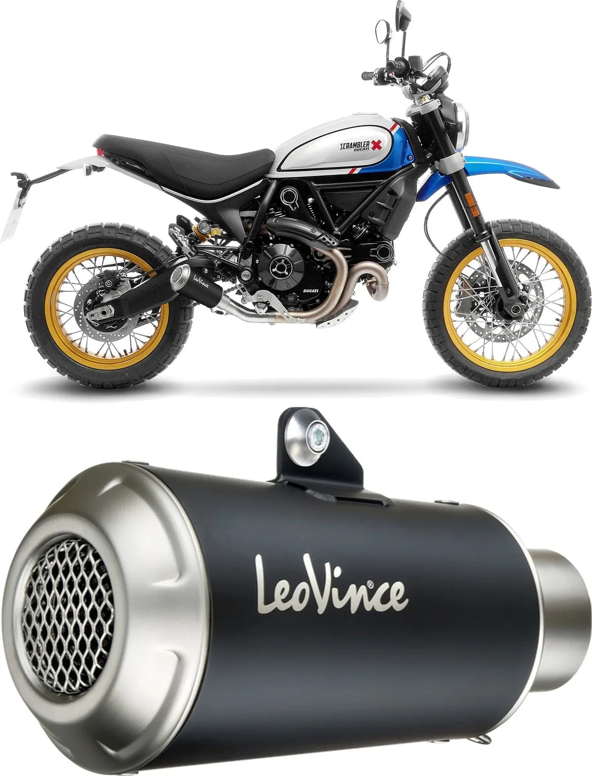 Échappement Sans Homologation Sonore Lv-10 Acier Noir Embout Acier - Leovince Compatible Avec Ducati Scrambler 800 Desert Sled (2021-2022)